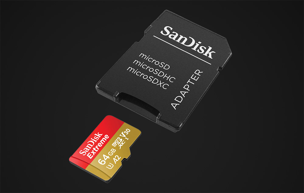 SanDisk Extreme microSDXC UHS-I U3 Memory Card SDSQXAH-064G-GN6AA - 64GB